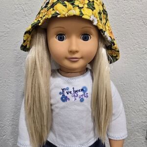 Floral Hat Doll with Blonde Hair